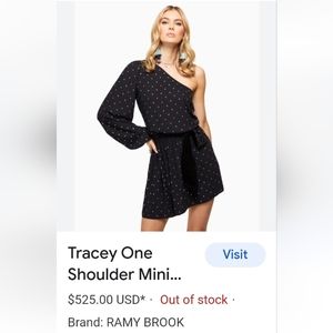 Ramy Brook Tracey One Shoulder Black/sparkle Mini Dress  NWOT-sample